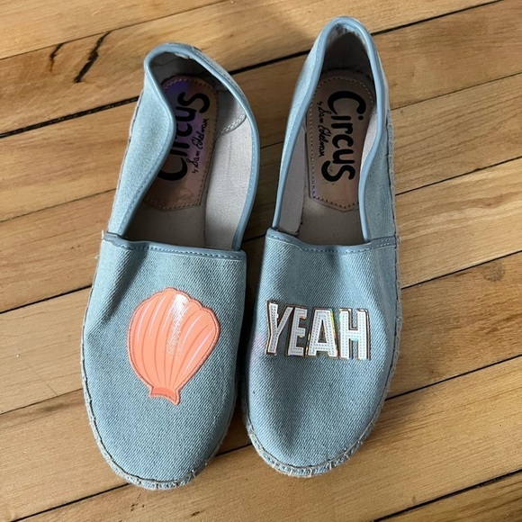 Circus Sam Edelman Leni Shell Yeah Espadrille Flats Blue Pink - Picture 3 of 5